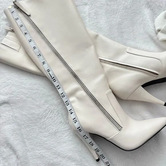 VINCE CAMUTO Alessa Cream Leather Wide Calf Knee High Heeled Boots--NEW--7.5WC - Picture 13 of 14